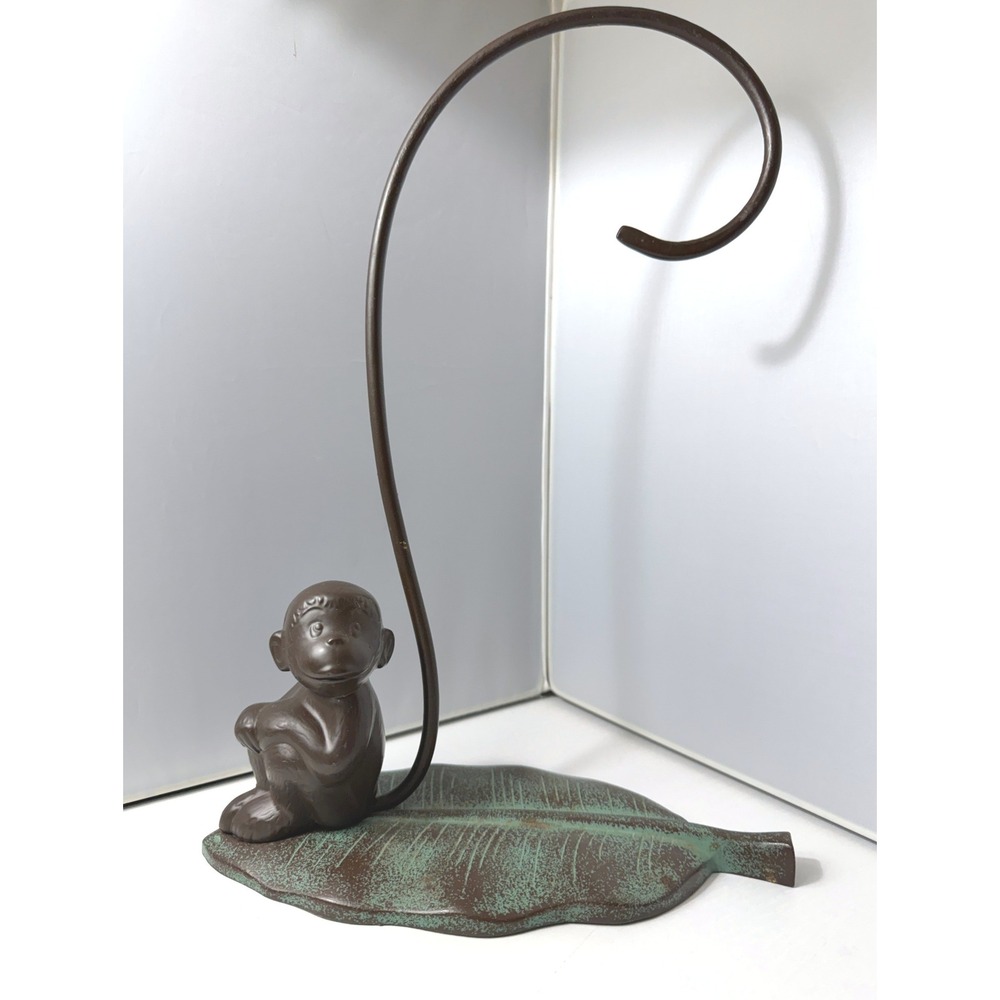 Banana Holder Stand Hook Monkey Leaf Metal Green